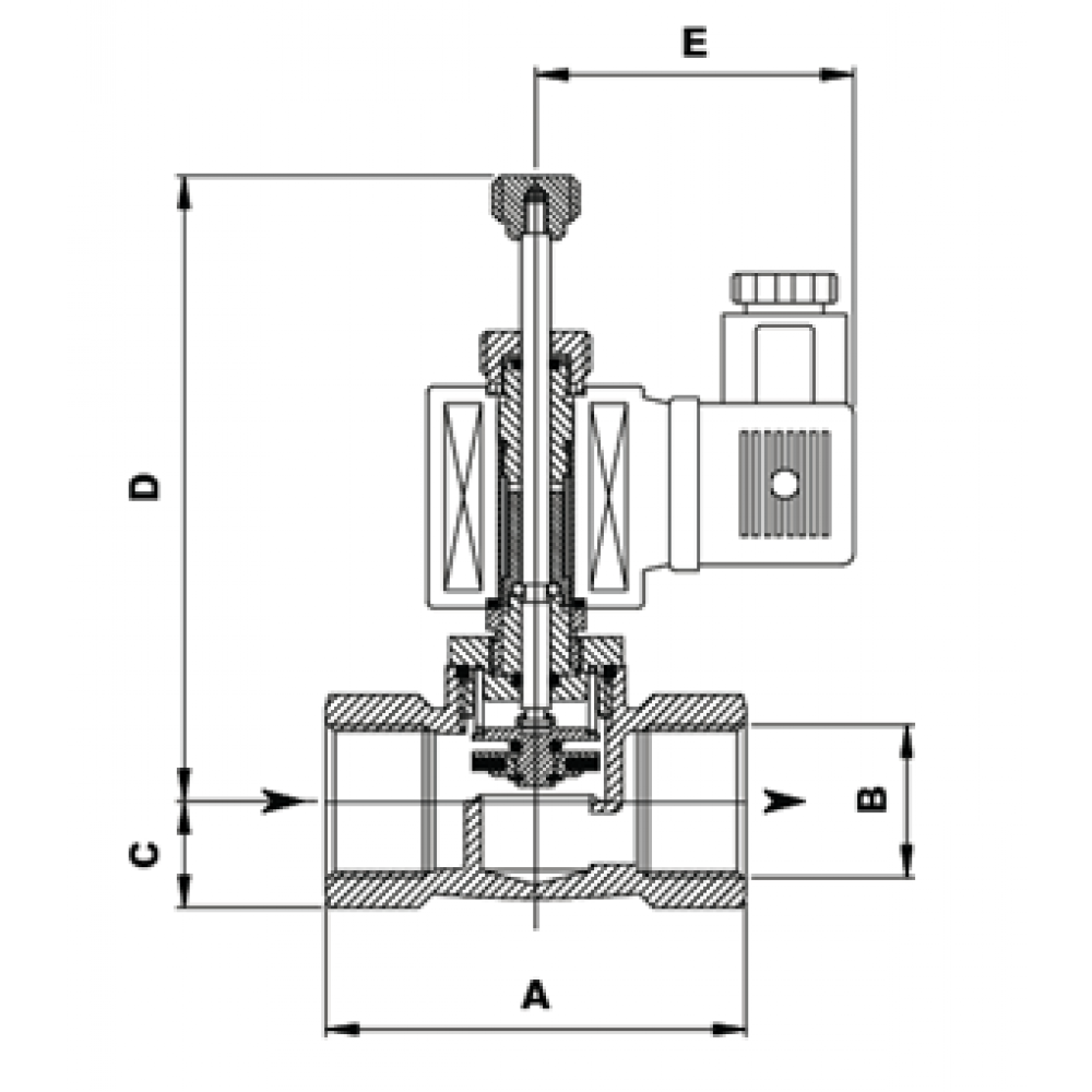 Нормально открытый электромагнитный клапан с ручным взводом Giuliani Anello MSVO12/6B