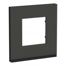 Рамка 1 пост Schneider Electric UNICA PURE, горизонтальная, черное стекло, антрацит