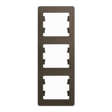 Рамка 3 поста Schneider Electric GLOSSA, вертикальная, шоколад