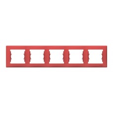 Рамка 5 постов Schneider Electric SEDNA, горизонтальная, красный