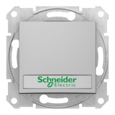 Выключатель Schneider Electric 1-клавишный кнопочный SEDNA, с подсветкой, скрытый монтаж, алюминий